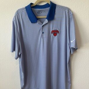 Nike Blue and White New York Knicks Striped Polo Shirt